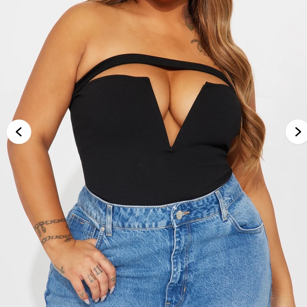 Fashion Nova Black Strapless Bodysuit